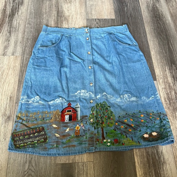 Vintage Denim Skirt by balaban Size 44 Made in Canada - Picture 1 of 8